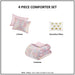 Rosalie - 3 Piece Twin/Twin Long Metallic Printed Plush Comforter Set With Throw Pillow - Pink Multi/Gold - Simple Home Plus