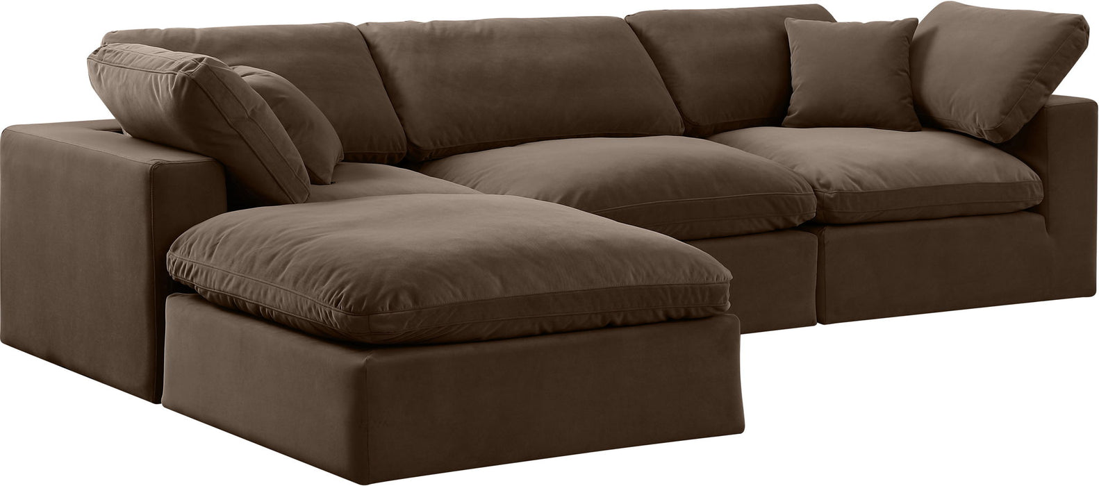 Comfy - 4 Piece Velvet Modular Sectional With Chaise - Simple Home Plus