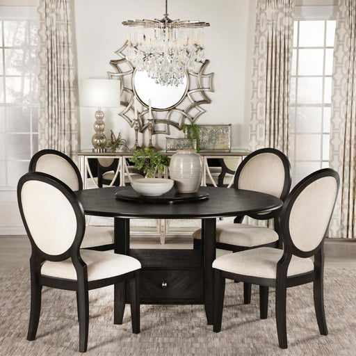 Twyla - 5 Piece Round Dining Set - Dark Cocoa And Cream - Simple Home Plus