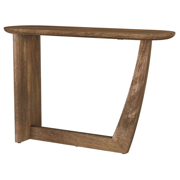 Fletcher - Oval Solid Mango Wood Entryway Console Table - Brown - Simple Home Plus
