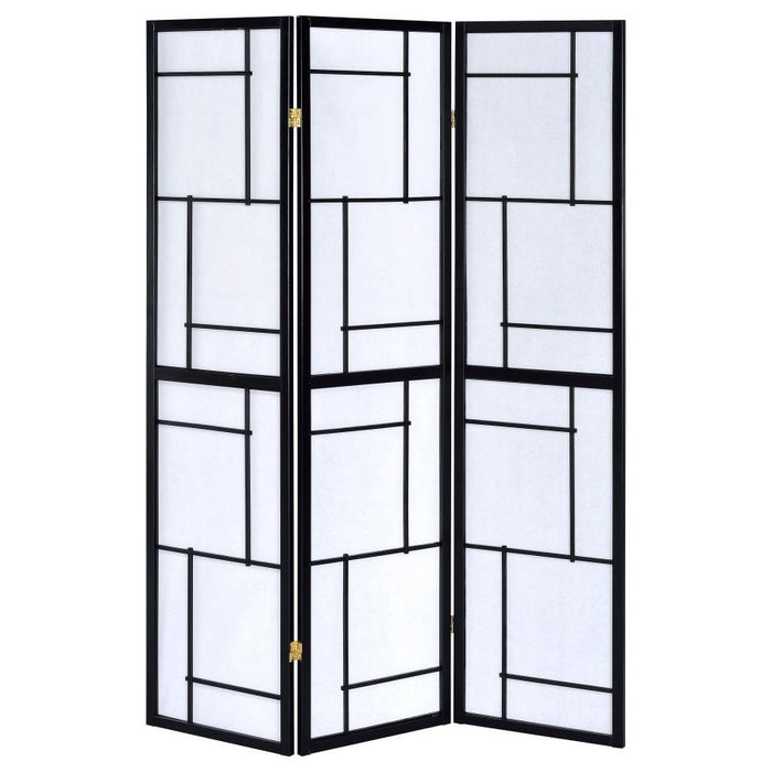 Damis - 3-Panel Room Divider Folding Shoji Screen - Black - Simple Home Plus