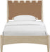 Santos - Vegan Leather Headboard And Wood Bed - Waxed Natural Frame - Simple Home Plus