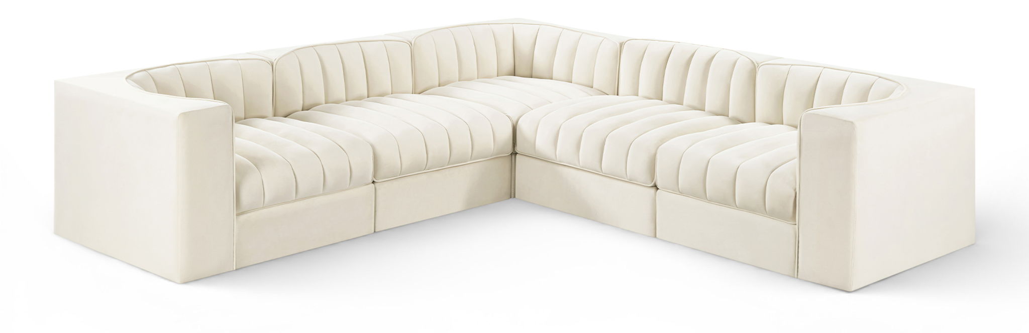 Rummi - Symmetrical Velvet Performance Fabric Upholstered 5 Piece Modular Sectional - Simple Home Plus