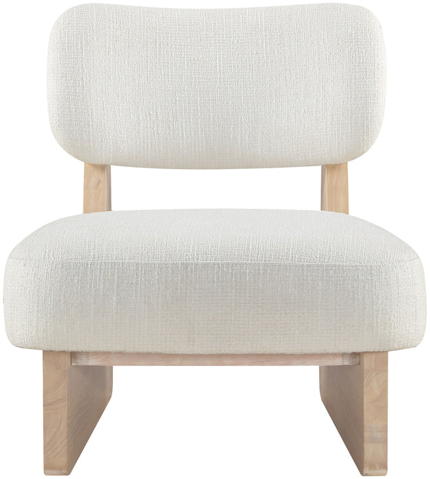 Vetra - Linen Textured Fabric Upholstered Accent Chair With Natural Base - Simple Home Plus
