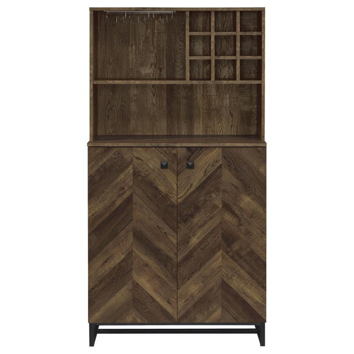 Mendoza - 2 Door Home Bar Cabinet Wine Storage - Rustic Oak - Simple Home Plus