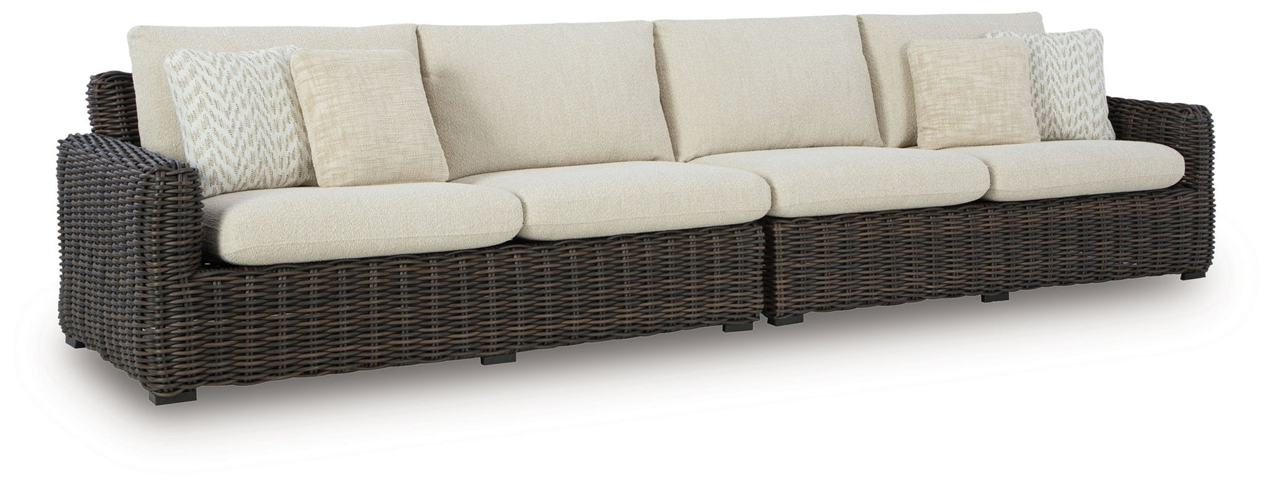 Kimora - Raf/Laf Loveseat With Cushion (Set of 2) - Beige / Dark Brown - Simple Home Plus