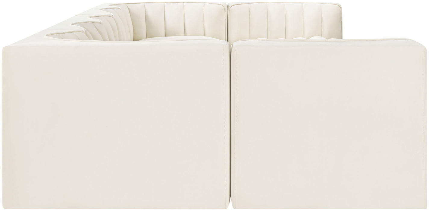 Rummi - Velvet Performance Fabric Upholstered 7 Piece Modular Sectional (With 2 Corner Chairs) - Simple Home Plus