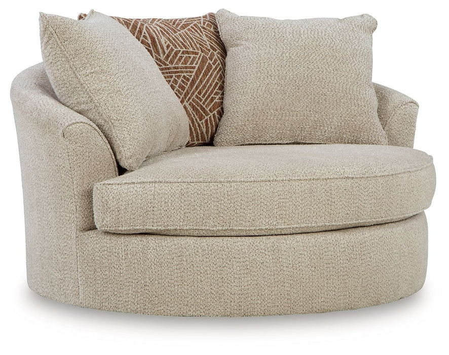 Steelwater Retreat - Oversized Swivel Accent Chair - Latte - Simple Home Plus