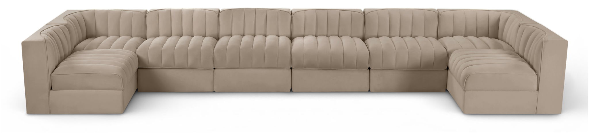 Rummi - Velvet Performance Fabric Upholstered 8 Piece Modular Sectional (With 2 Corner Chairs) - Simple Home Plus