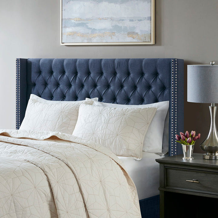 Amelia - Queen Upholstery Headboard - Navy - Simple Home Plus