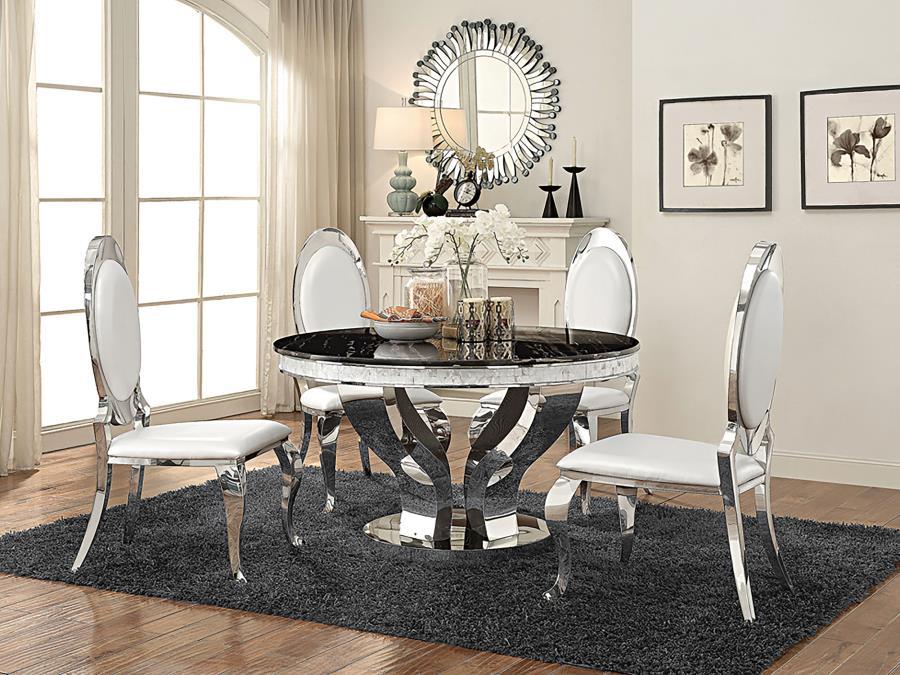 Anchorage - Round Glass Top Dining Table - Chrome - Simple Home Plus