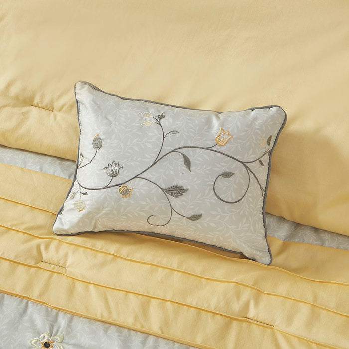 Serene - King Embroidered Piece Comforter (Set of 7) - Yellow - Simple Home Plus