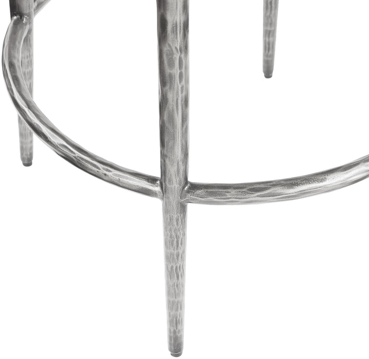Ferro - Performance Fabric Upholstered Backless Bar Stool - Antique Silver - Simple Home Plus