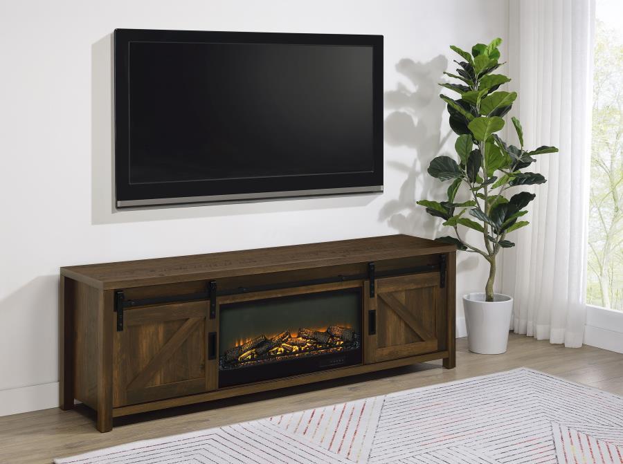 Enfield - 71" TV Stand Fireplace Media Console - Dark Pine - Simple Home Plus