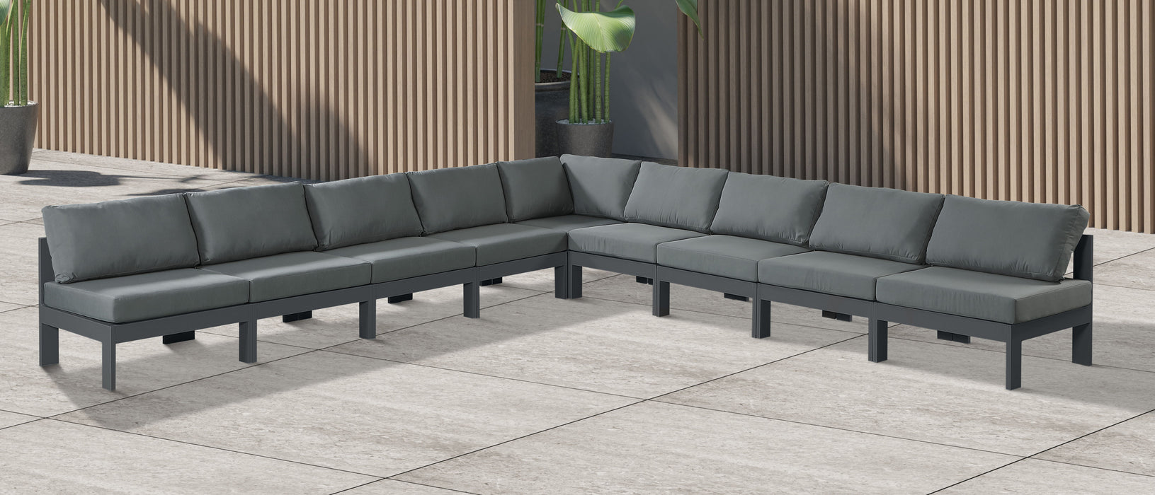 Nizuc - Outdoor Patio 9 Piece Modular Sectional With Gray Frame - Simple Home Plus