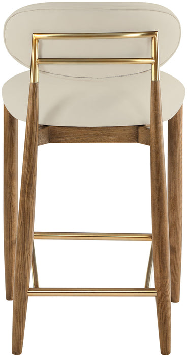 Riccio - Stool - Walnut And Gold Frame - Simple Home Plus