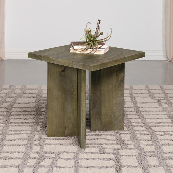Andando - Square Solid Wood End Table - Mango Brown - Simple Home Plus