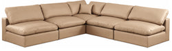 Comfy - 5 Piece Faux Leather Modular Corner Armless Sectional - Tan - Simple Home Plus