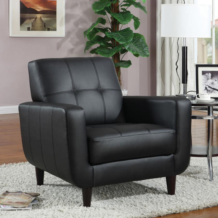 Aaron - Upholstered Track Arm Tufted Accent Chair - Black - Simple Home Plus
