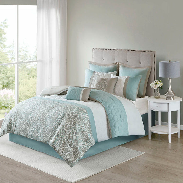 Shawnee - California King 8 Piece Comforter Set - Seafoam - Simple Home Plus