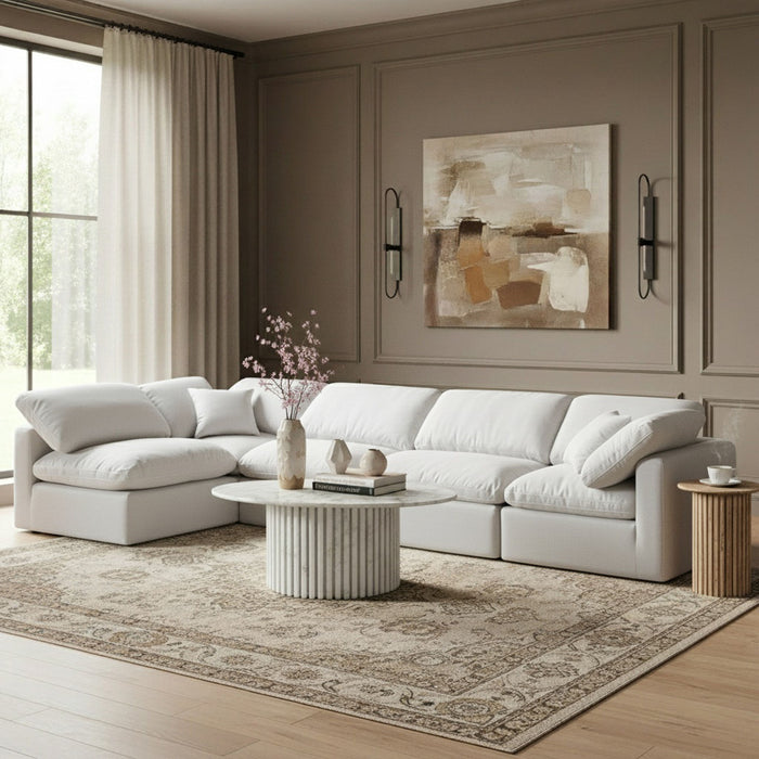 Indulge - Linen 5 Piece Modular Sectional - White - Simple Home Plus