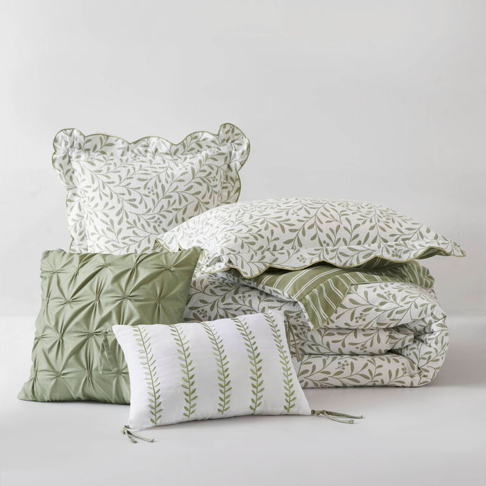Darcy - 5 Piece King Print Comforter Set - Sage Green - Simple Home Plus