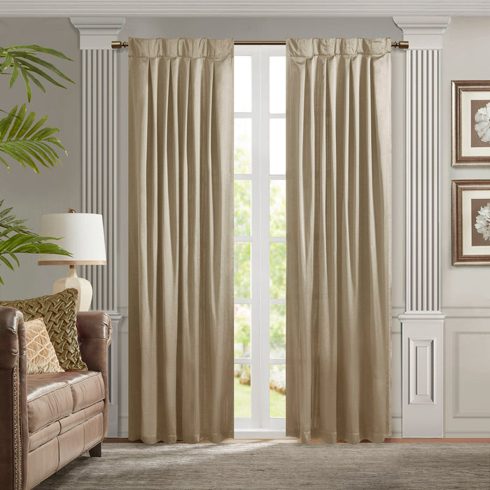 Avignon - Pleat Curtain Panel With Tieback Single - Champagne - Simple Home Plus