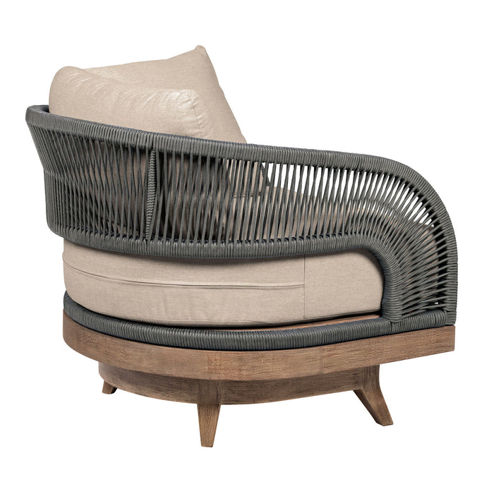 Orbit - Swivel Outdoor Patio Chair - Weathered Eucalyptus / Taupe - Simple Home Plus