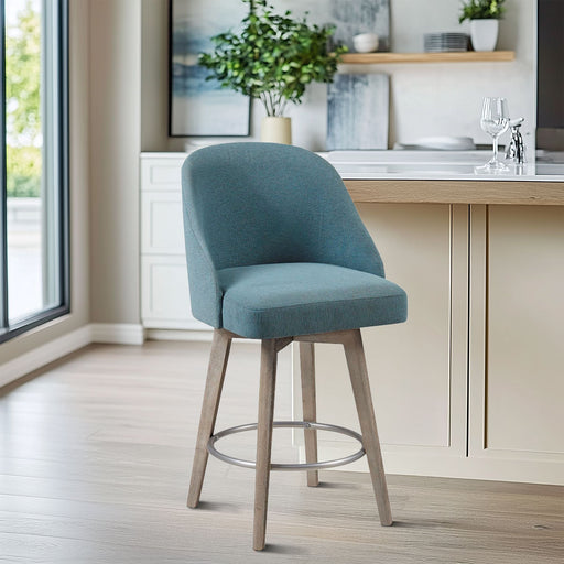 Pearce - Counter Stool With Swivel Seat - Blue - Simple Home Plus