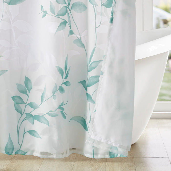 Cecily - Burnout Printed Shower Curtain - Seafoam - Simple Home Plus