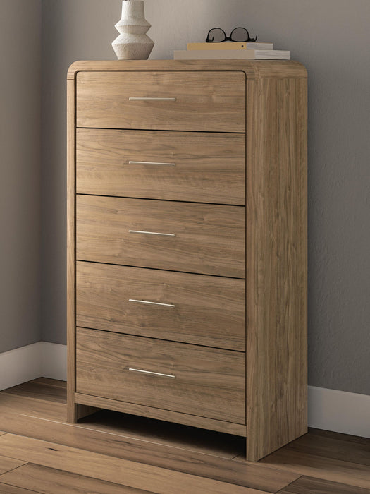 Gramburg - Five Drawer Chest - Warm Natural Brown - Simple Home Plus