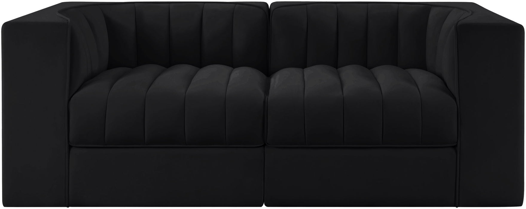 Rummi - Velvet Performance Fabric Upholstered 2 Piece Modular Loveseat - Simple Home Plus