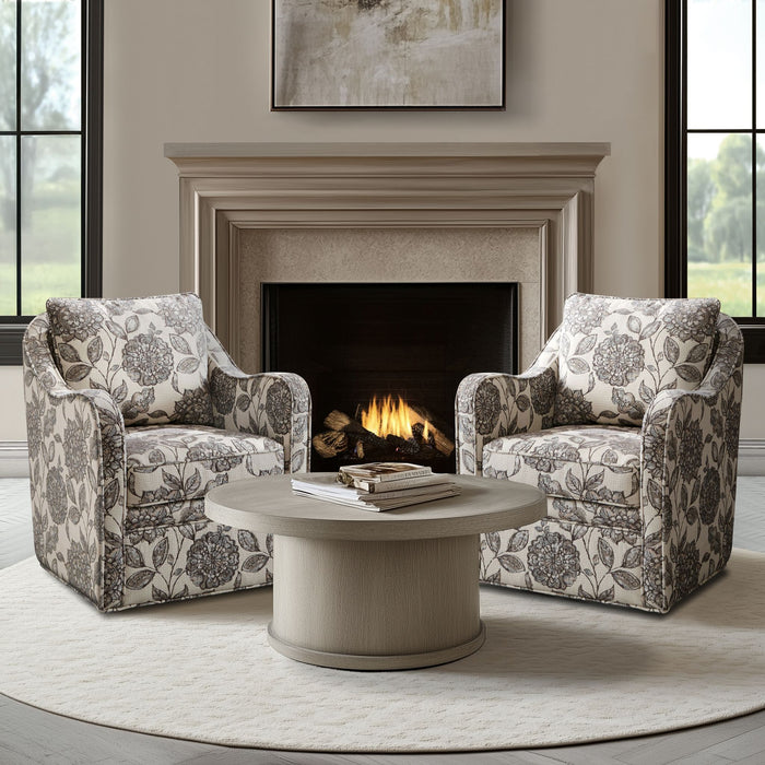 Brianne - Slub Weave Wide Seat Swivel Arm Chair - Multi - Simple Home Plus