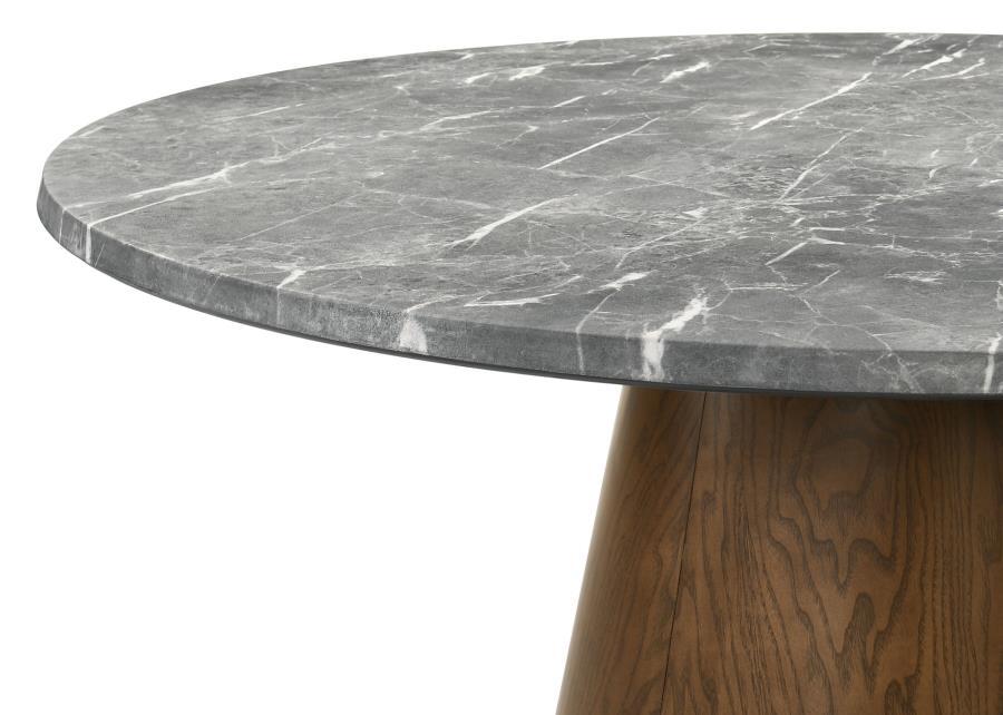 Franklin - 59" Round Dining Table - Gray And Dark Oak - Simple Home Plus