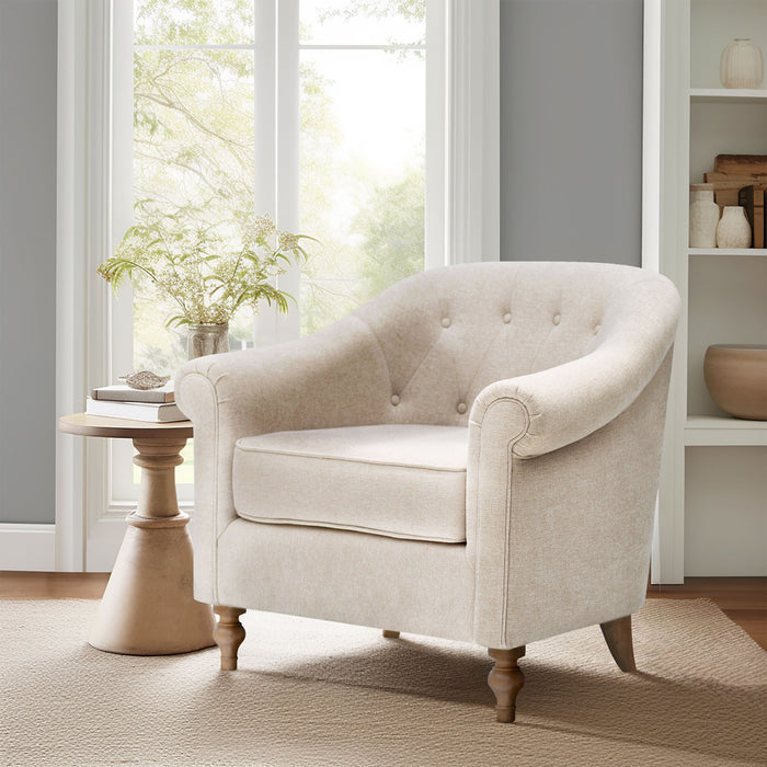 Fayette - Tufted Accent Arm Chair - Cream - Simple Home Plus