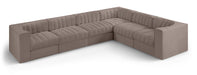 Rummi - Velvet Performance Fabric Upholstered 6 Piece Modular Sectional (With 3 Corner Chairs) - Simple Home Plus