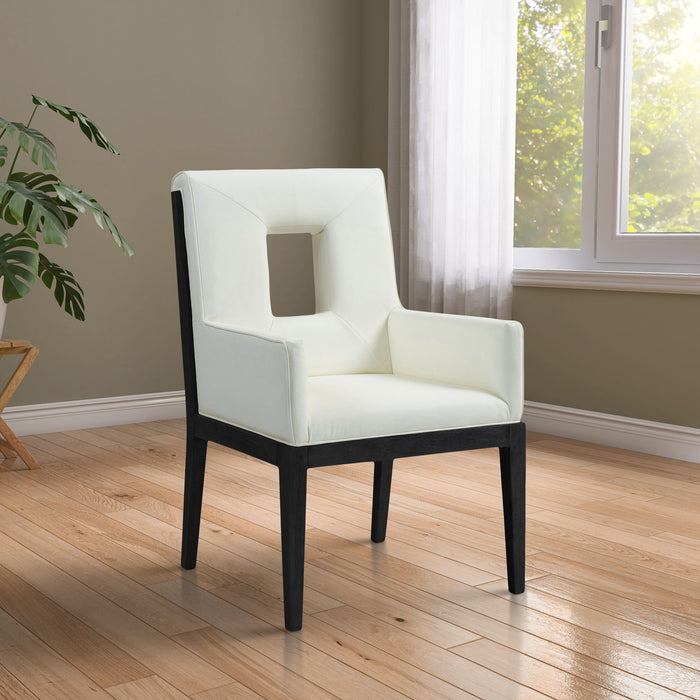 Gwendolyn - Faux Leather Dining Arm Chair With Black Frame - Simple Home Plus