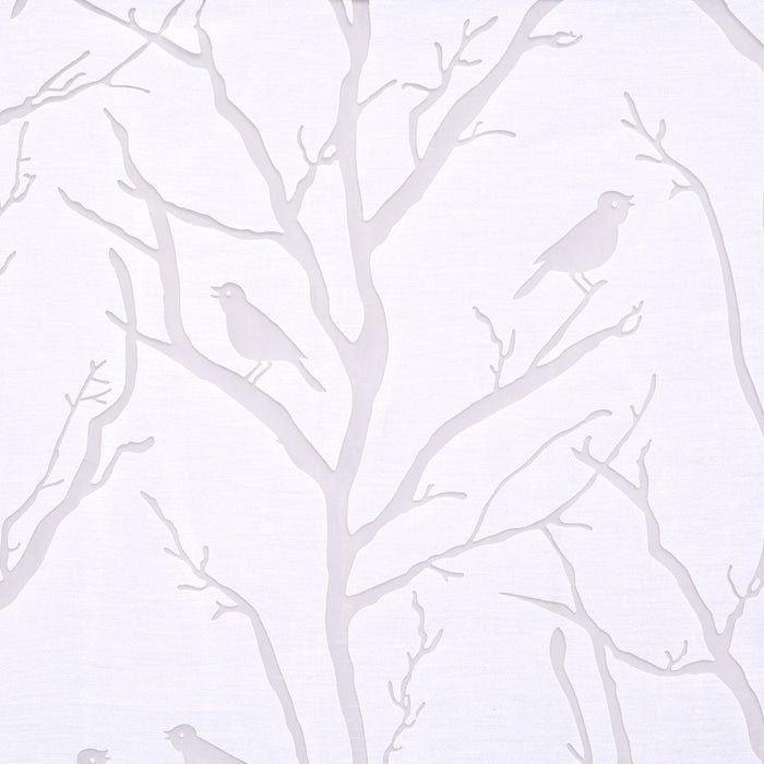 Averil - 63" Grommet Top Sheer Bird On Branches Burnout Window Curtain - White - Simple Home Plus