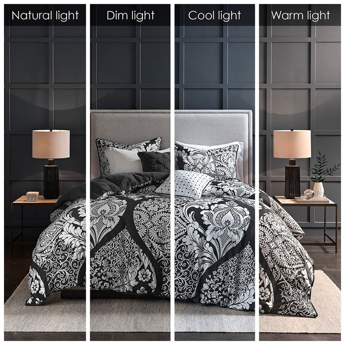 Vienna - 6 Piece King Printed Duvet Cover Set - Black - Simple Home Plus