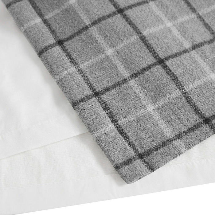 Anaheim - Plaid Rod Pocket and Back Tab Curtain Panel With Fabric Lining - Gray - Simple Home Plus