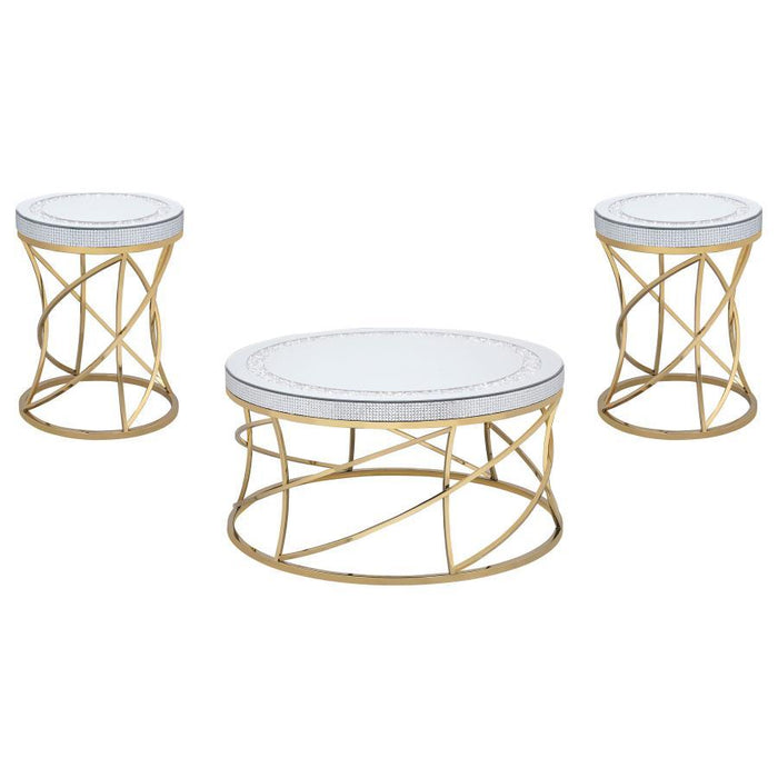Elise - Round Mirror Top Coffee Table Set - Simple Home Plus