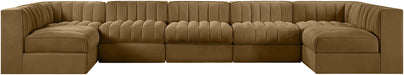 Rummi - Velvet Performance Fabric Upholstered 7 Piece Modular Sectional (With 2 Corner Chairs) - Simple Home Plus