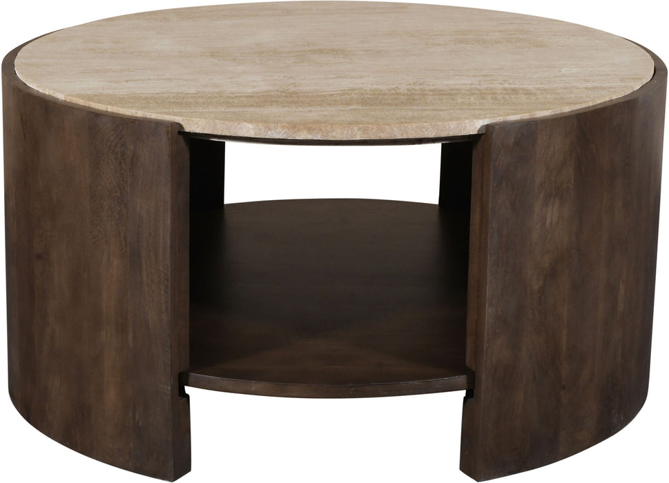Solstice - Travertine And Mango Wood Table