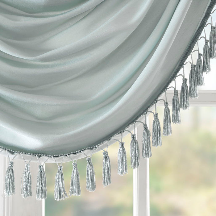 Elena - Waterfall Embellished Valance - Dusty Aqua - Simple Home Plus