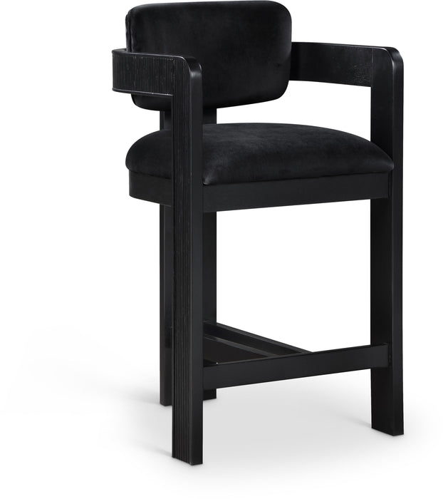 Sacha - Velvet Stool With Black Base - Simple Home Plus