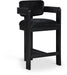 Sacha - Velvet Stool With Black Base - Simple Home Plus