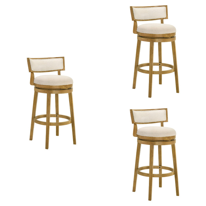 Noely - Modern Farmhouse Swivel Wood Bar Height Kitchen Bar Stool - Simple Home Plus