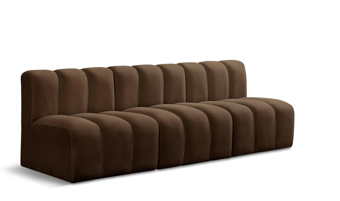 Arc - Velvet 4 Piece Modular Straight Sofa - Brown - Simple Home Plus