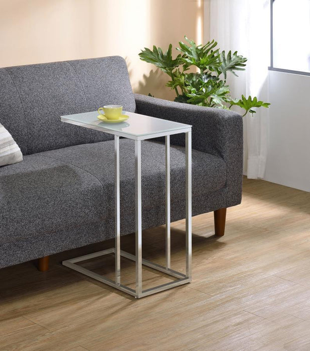 Stella - Glass Top C-Shaped Sofa Side Table - Chrome - Simple Home Plus