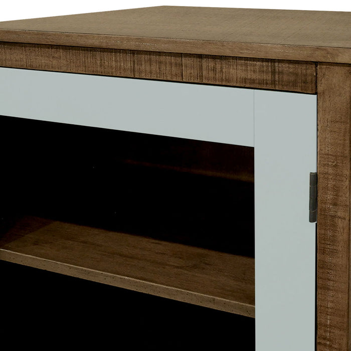 Serena – Glass Cabinet with Doors, Pewter Finish – Brown / Taupe - Simple Home Plus